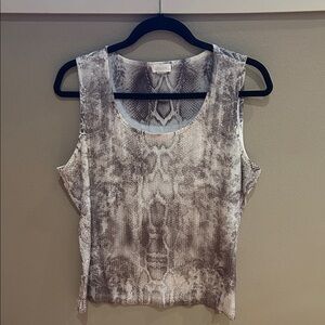 Chico's Brown and Cream Snake Print Tank Top